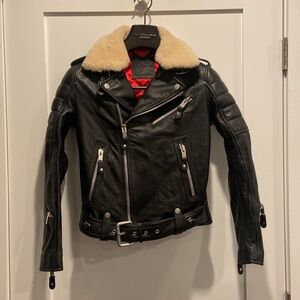 Worn Twice - Frank Debourge Fur Collar Leather Moto Jacket